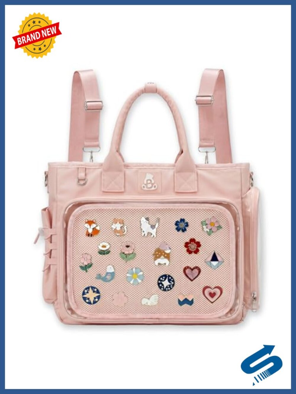 Large Ita Bag with Clear Window & Removable Insert for Pins, Anime, Kpop